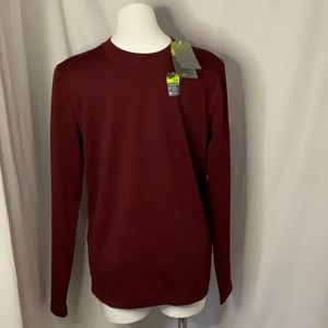 TEK GEAR DRYTEK TEE top Men’s size S burgundy long sleeves wicking Long Johns